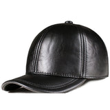 Spring genuine leather baseball cap in men's warm real cow leather caps hats MartLion 1 adjustable 