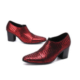 Men's Dress Shoes High Heels Real Leather Red Wedding Formal Oxfords Work MartLion   