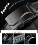 Men's Belt PU Brand Automatic Simple Buckle Black PU Leather Belt 3.5cm Width MartLion   