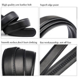 Men's Belt PU Brand Automatic Simple Buckle Black PU Leather Belt 3.5cm Width MartLion   