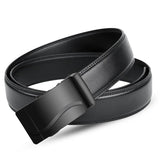Men's Belt PU Brand Automatic Simple Buckle Black PU Leather Belt 3.5cm Width MartLion Black A 105cm(waist85-90cm) 