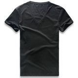 Deep V Neck T Shirt for Men's Low Cut Wide Collar Top Tees Modal Cotton Slim Fit Short Sleeve Invisible Undershirt Mart Lion Black S 