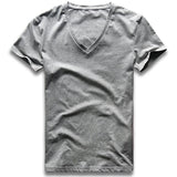 Deep V Neck T Shirt for Men's Low Cut Wide Collar Top Tees Modal Cotton Slim Fit Short Sleeve Invisible Undershirt Mart Lion Gray S 