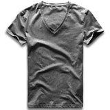 Deep V Neck T Shirt for Men's Low Cut Wide Collar Top Tees Modal Cotton Slim Fit Short Sleeve Invisible Undershirt Mart Lion Dark Grey S 