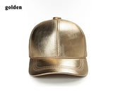 Winter Unisex Genuine Leather Baseball Cap Men's Women Outdoor Casual Bright Golden Silver Hip Pop Hat Hockey Snapback Chapeu MartLion   