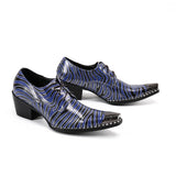hombre shoes men's high heels blue genuine leather striped oxford dress formal robe coiffeur MartLion as picture 9.5 
