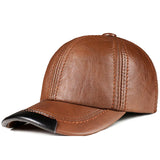 Spring genuine leather baseball cap in men's warm real cow leather caps hats MartLion 14 adjustable 