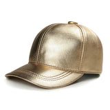 Winter Unisex Genuine Leather Baseball Cap Men's Women Outdoor Casual Bright Golden Silver Hip Pop Hat Hockey Snapback Chapeu MartLion Gold 55-57 cm adjustable 