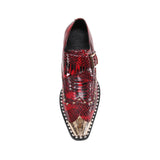 social gold steel toe high heels red wedding oxford men's rivets formal shoes men's genuine leather MartLion   