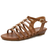 Summer Women's Sandals Beach Shoes Wedge Belt Flat Bottom Ladies Casual Ladies Mart Lion brown 5 