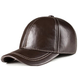 Spring genuine leather baseball cap in men's warm real cow leather caps hats MartLion 11 adjustable 