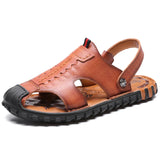 Casual Summer Slippers Leather Men's Sandals MartLion Yellow 10 
