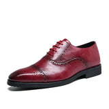 Square Toe Brogues Shoes Lace Up Low Top Casual Red Shoes British Men's Oxford MartLion Red 11 