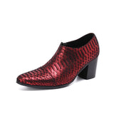 Men's Dress Shoes High Heels Real Leather Red Wedding Formal Oxfords Work MartLion   