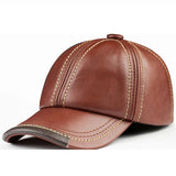 Spring genuine leather baseball cap in men's warm real cow leather caps hats MartLion 13 adjustable 