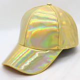 Shine PU Leather Laser Baseball Cap Women Men's Party Club Hat Gold Silver Rainbow Purple MartLion Gold  