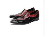 Studded Metal Men's Genuine Leather Oxfords Slip Wedding Dress Shoes Pointed Toe Leather Flats MartLion as picture 13 