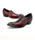 Studded Metal Men's Genuine Leather Oxfords Slip Wedding Dress Shoes Pointed Toe Leather Flats MartLion as picture 2 6.5 