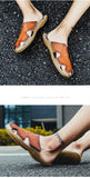 Summer Breathable Men's Sandals Soft Leather Casual Slippers Flats Outdoor slippers Roman Style Beach Sandals MartLion   