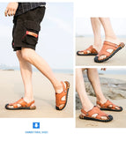 Casual Summer Slippers Leather Men's Sandals MartLion   