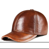 Spring genuine leather baseball cap in men's warm real cow leather caps hats MartLion 3 adjustable 