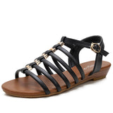 Summer Women's Sandals Beach Shoes Wedge Belt Flat Bottom Ladies Casual Ladies Mart Lion black 5 
