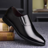 Casual British Spring  Black Leather Shoes Summer 6 Cm Heighten Shoes Men's Slip On MartLion black 5.5 