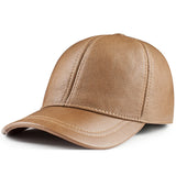 Spring genuine leather baseball cap in men's warm real cow leather caps hats MartLion 5 adjustable 