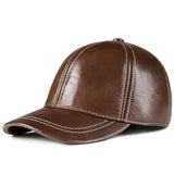 Spring genuine leather baseball cap in men's warm real cow leather caps hats MartLion 9 adjustable 