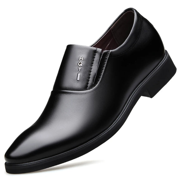 Casual British Spring  Black Leather Shoes Summer 6 Cm Heighten Shoes Men's Slip On MartLion   