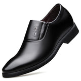 Casual British Spring  Black Leather Shoes Summer 6 Cm Heighten Shoes Men's Slip On MartLion   