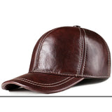 Spring genuine leather baseball cap in men's warm real cow leather caps hats MartLion 8 adjustable 