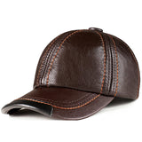 Spring genuine leather baseball cap in men's warm real cow leather caps hats MartLion 15 adjustable 