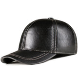 Spring genuine leather baseball cap in men's warm real cow leather caps hats MartLion 7 adjustable 