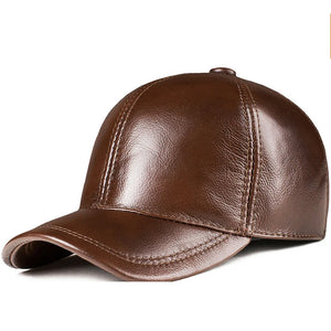 Spring genuine leather baseball cap in men's warm real cow leather caps hats MartLion 2 adjustable 