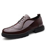 Men's Casual Patent Leather Brogue Dress Shoes Slip On Outdoor Oxfords Footwear MartLion Brown 40 