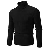 Men's Turtleneck Sweater Casual Knitted Sweater Warm Fitness Pullovers Tops MartLion black M (55-65KG) 