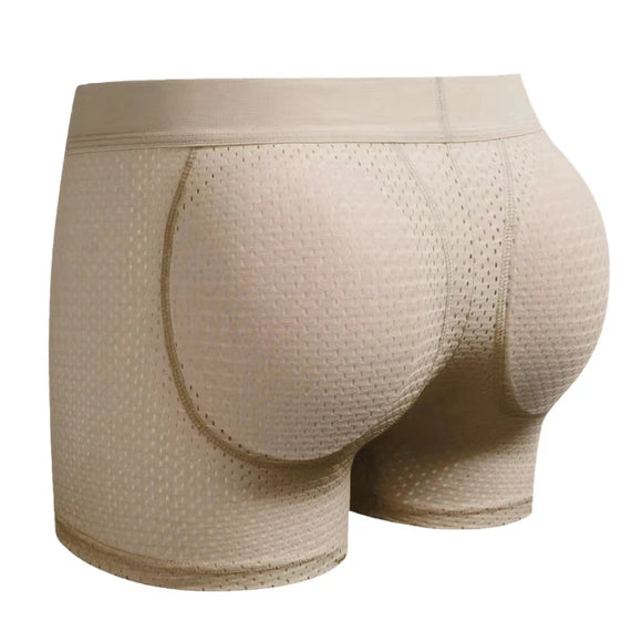 Men's Underwear Boxer Mesh Padded Underwear with Hip Pads Men's Boxers Butt Padded Elastic Enhancement MartLion JM464Khaki M 