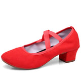 Professional Jazz Latin Dance Shoes for Women Indoor Rubber Soft Sole Modern Dance High Heels Ballroom MartLion Red canvas 42 