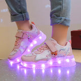Pikachu Luminous Sneakers Girl Boy Led Light Up Shoes Pokemon Kid Non-slip Glowing Children Breathable Casual MartLion B 25(16.2cm insole) 