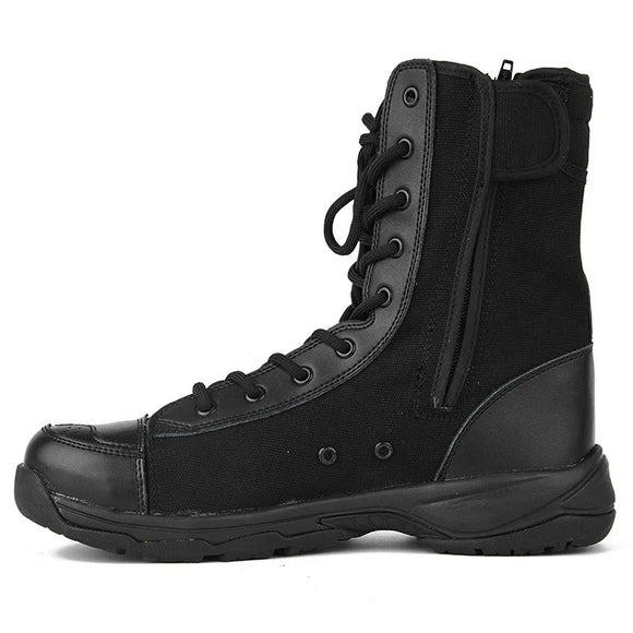 Men's Women Military Training Canvas Shoes Outdoor Sport Wearproof Breathable Tactical Boots Summer Climbing Hiking MartLion Black 36 