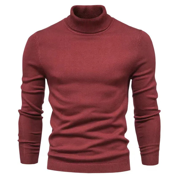 Autumn Winter Casual Men's Solid Color Pullover Turtleneck Casual Knit Sweater MartLion 1 M 