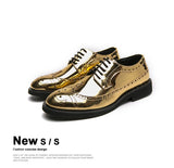 Casual Leather Shoes Men's superstar Brogues formal leather oxford gold lace-up hombres silver MartLion   