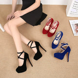 Women's Shoes Flock High Heels Pumps Pointed Toe Classic Red Ladies Wedding Office Pumps Black Heels Mart Lion   