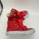 Dollbling  Sparkle Color Change Flipping Sequins High Top Casual Canvas Shoes for Kids Rhinestones Canvas Sneakers MartLion red 23 
