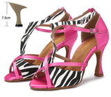 Leopard Grain Latin Dance Shoes for Women High Heel Modern Jazz Indoor Soft Bottom Sandals Summer Tango Party MartLion A zebra heel 7.5cm 35 