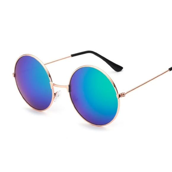 Retro Round Pink Sunglasses Woman Designer Men's Alloy Mirror De Sol Black MartLion   