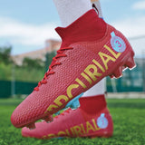 Men's Football Boots Professional Society Soccer Cleats High Ankle Futsal Shoes For Kids Training Sneakers Mart Lion   