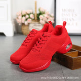 Red Jazz Dance Shoes Girls Summer Mesh Breathable Sneakers Solid Color Increase Women Soft Bottom Air Cushion Modern MartLion Red 41 