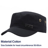 Casual Cadet Hat Men's Flat Top Caps Cotton Visor Hats Summer Autumn Vintage Army Hats Adult Dad Hat Unisex Baseball Cap MartLion A-black  